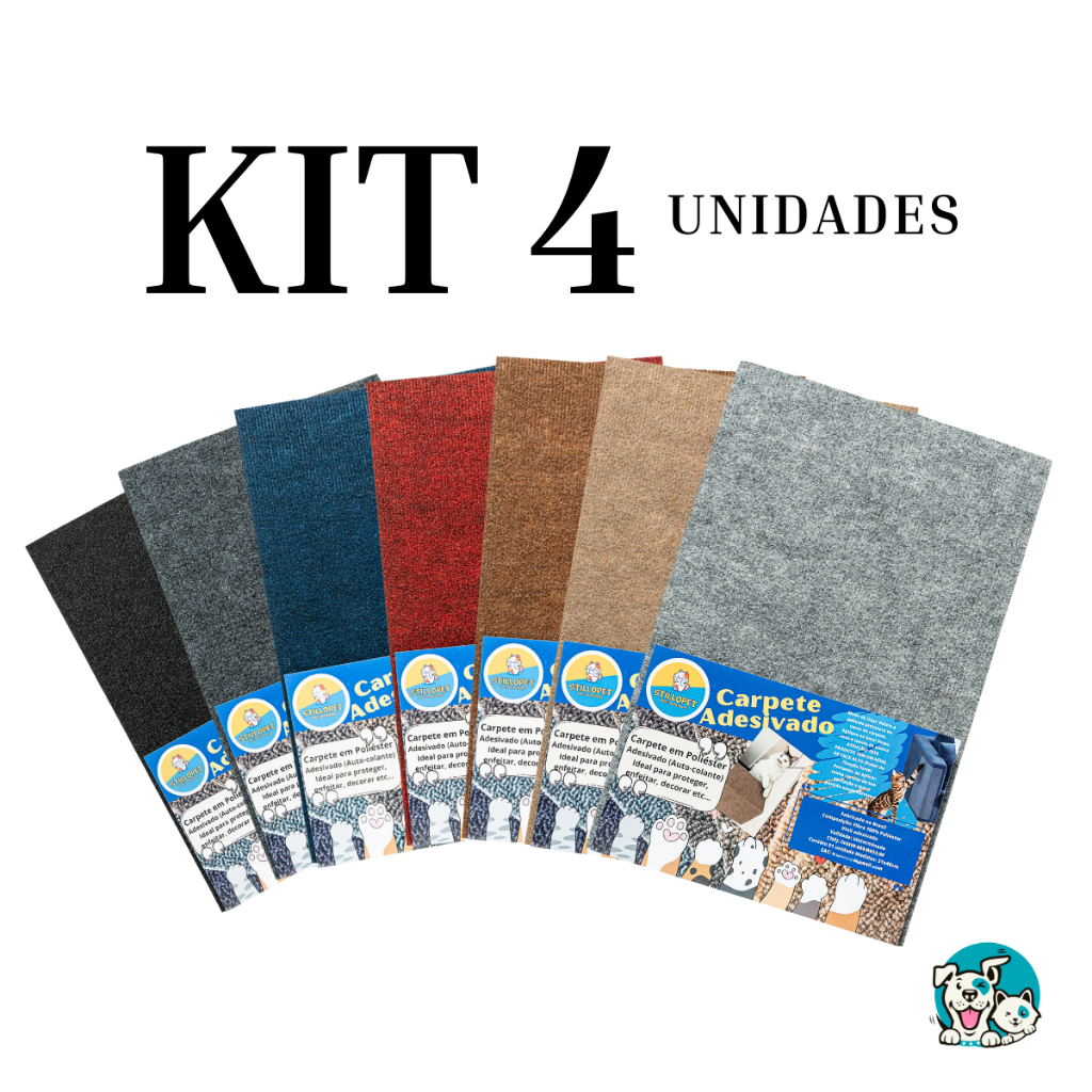 Kit com 4 Carpete Adesivo Arranhador para Gatos EasyPet - Protetor para Sofá, Cama Box e Parede
