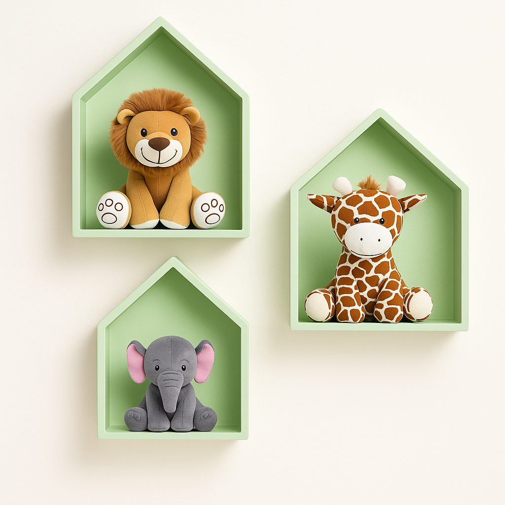 Trio nichos casinha  P M e G em MDF - VERDE em Oferta na Shopee