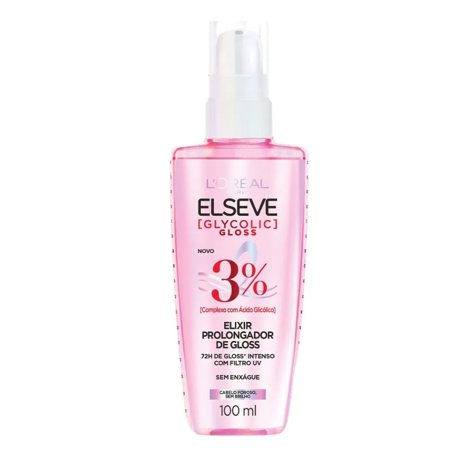 Sérum Elixir Prolongador de Gloss Glycolic Gloss Elseve L´Oreal Paris 100ml em Oferta na Shopee