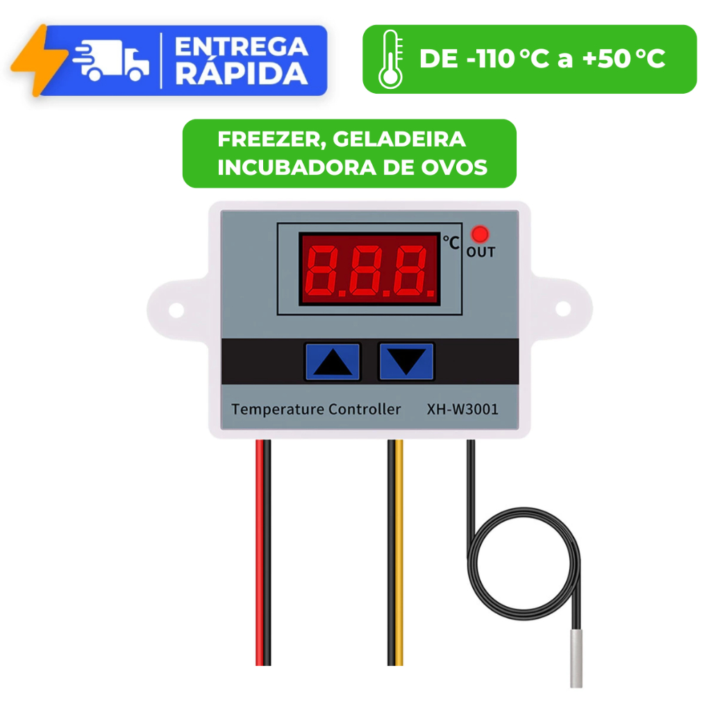 Controlador Temperatura Digital Termostato 110 / 220 Volts Freezer Chocadeira Geladeira Cervejeira Estufa