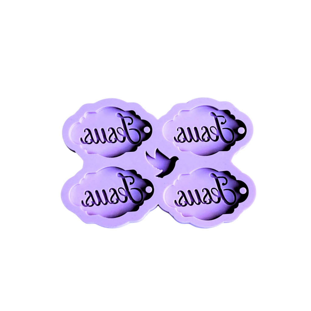 R709 Molde de silicone chaveiro Tag Jesus resina decorar