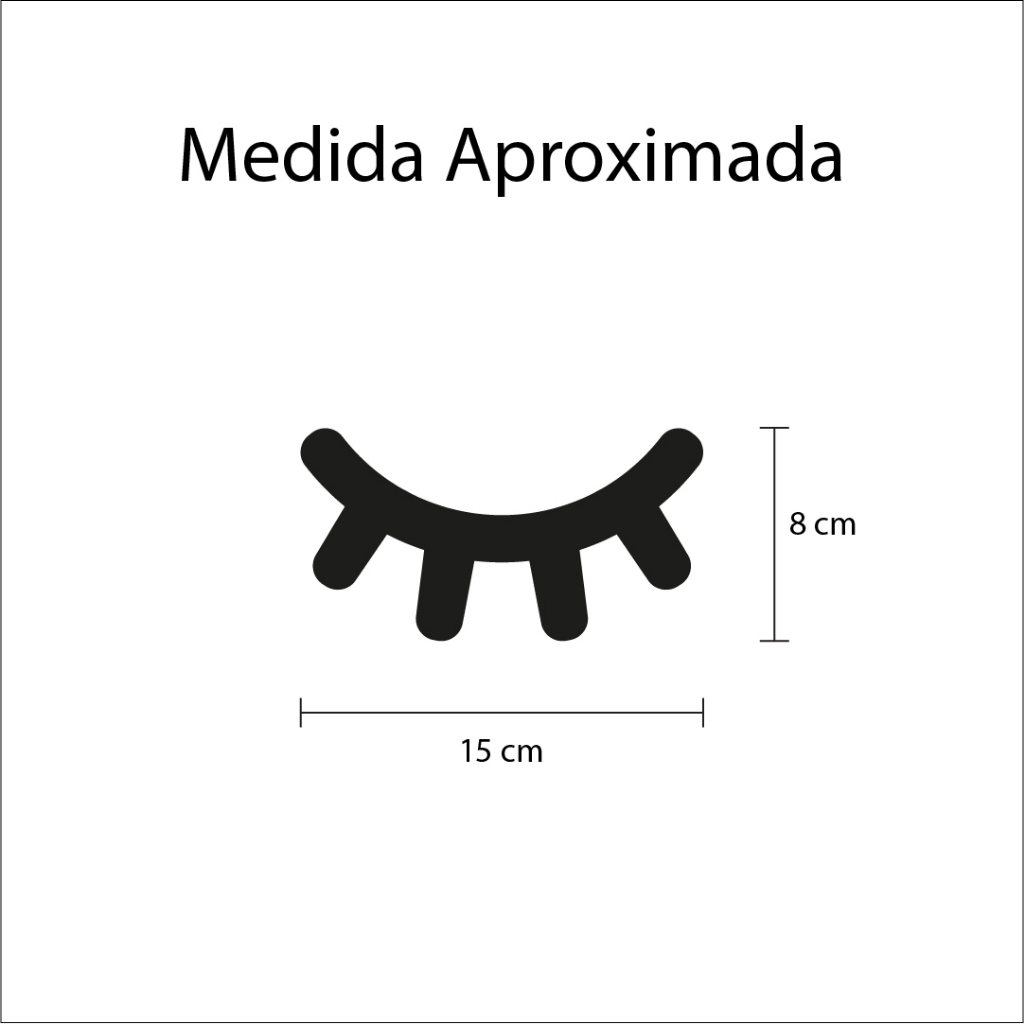 Par de Cílios Infantis Decorativos em MDF Preto Olhos Fechados Dormindo 15x8cm Parede Quarto Bebê