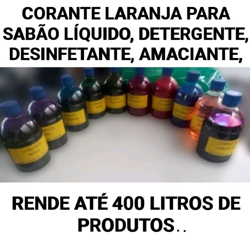 Corante Laranja 500ML para Sabão Líquido, Detergente, Desinfetante, Amaciante, Difusores, Aromatizadores, Álcool Q8
