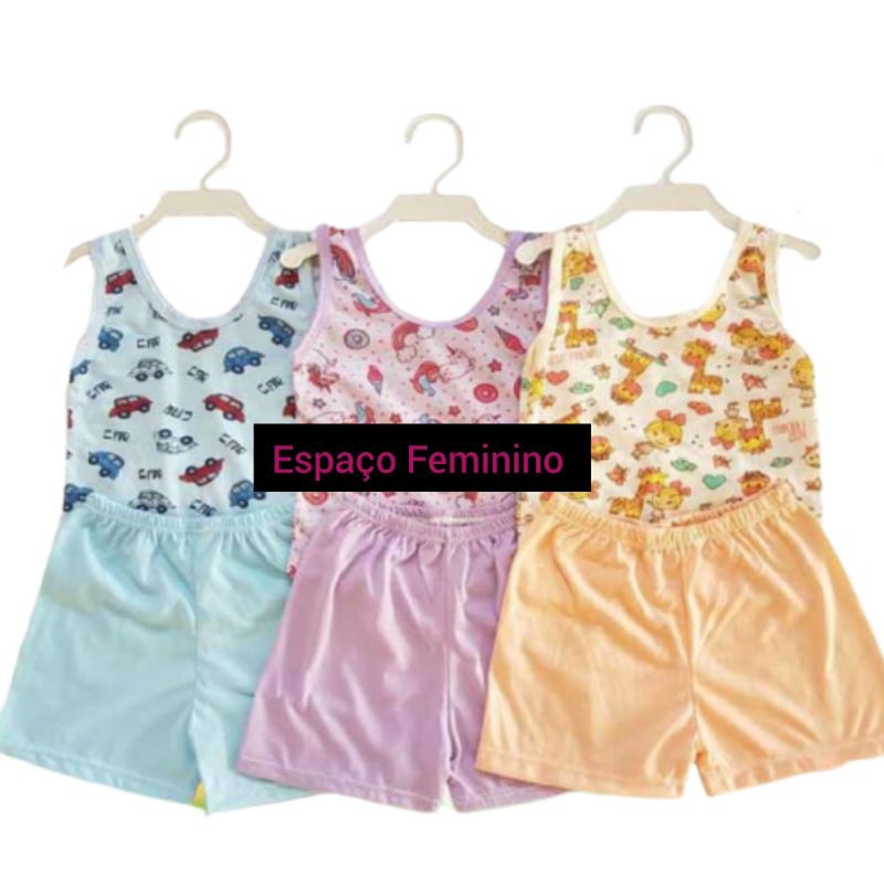 Conjunto Bebê De Short E Camiseta Menino Menina Criança
