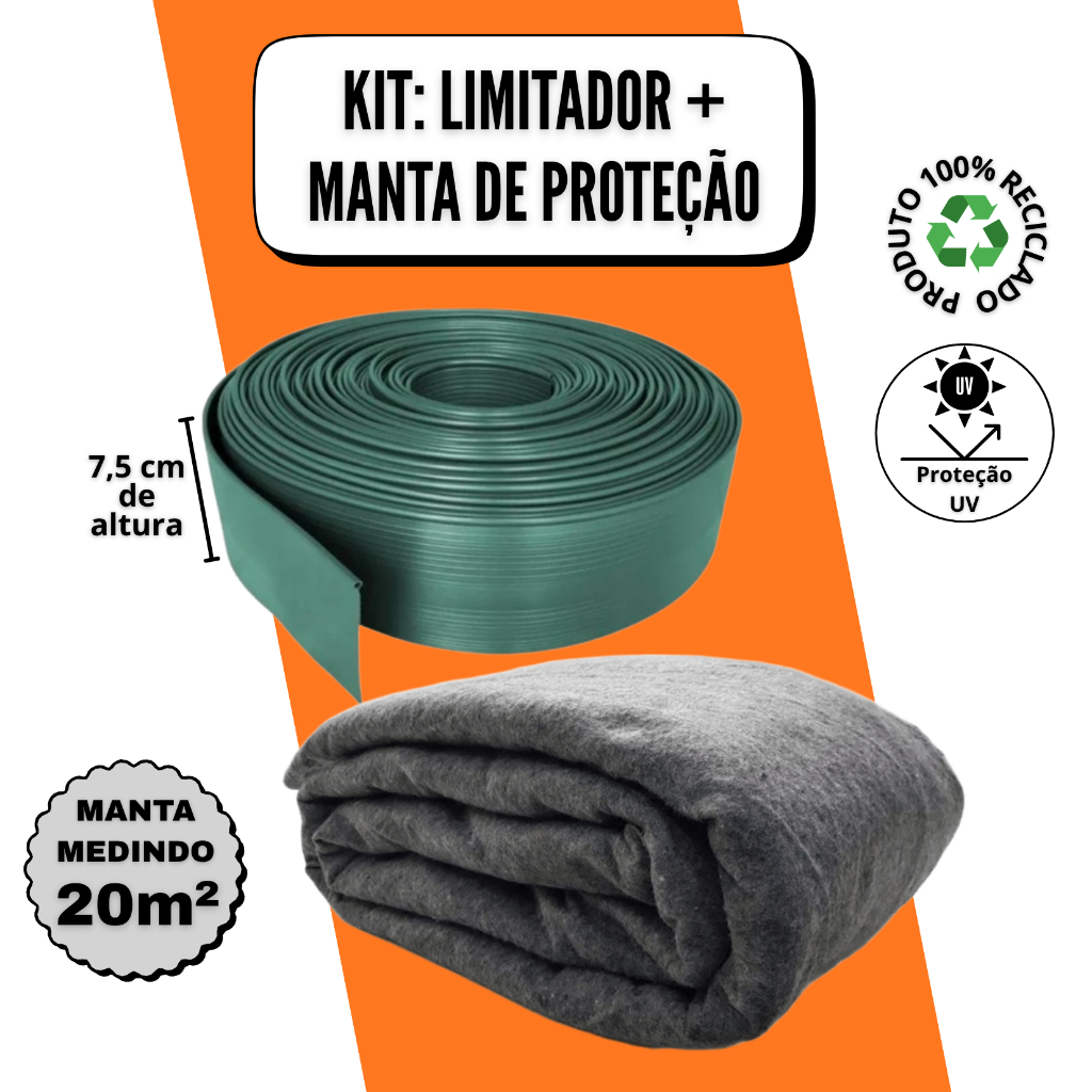Limitador De Grama  50m + Manta 20m² Geotextil Jardim Separador Divisor em Oferta na Shopee