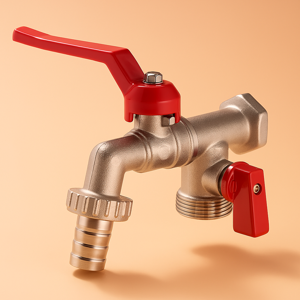 Torneira de Metal Cromado com 2 Saídas Ideal para Lavanderia, Tanque e Máquina de Lavar 1/2" e 3/4" em Oferta na Shopee