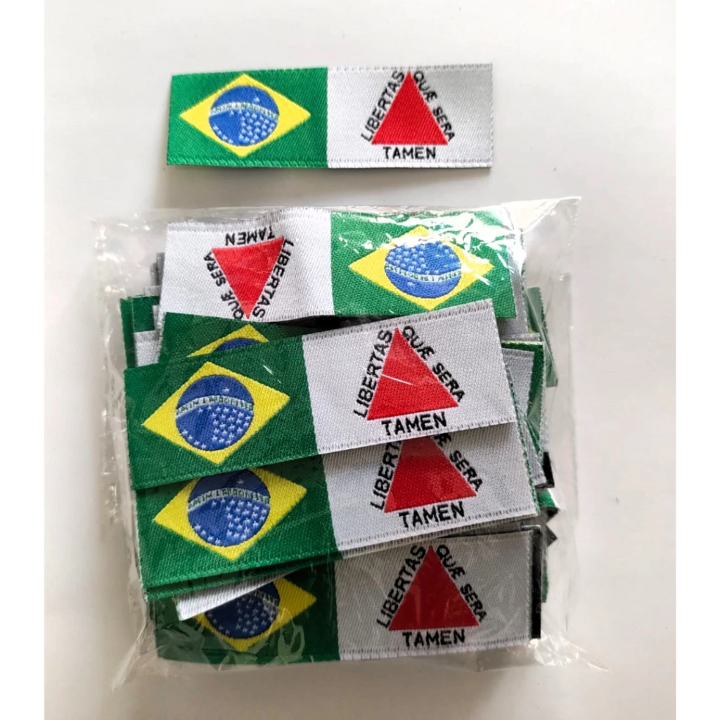 Etiqueta Bordada com Bandeira do Brasil e Minas Gerais 18x60mm - 50 Unidades