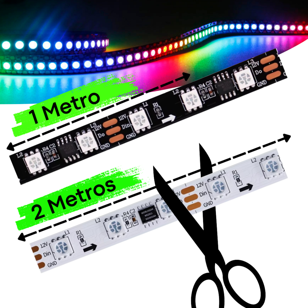 WS2811 Retalho Fita Led Digital RGB Endereçável IP20 Alto brilho