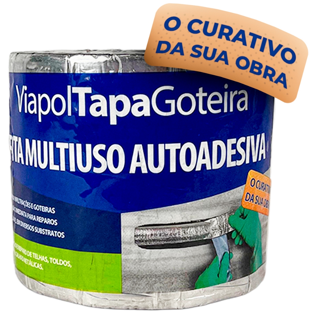 Fita Asfáltica Impermeável Manta Adesiva para Reparos Rufo,Calha,Telhado Veda Tudo 10cm
