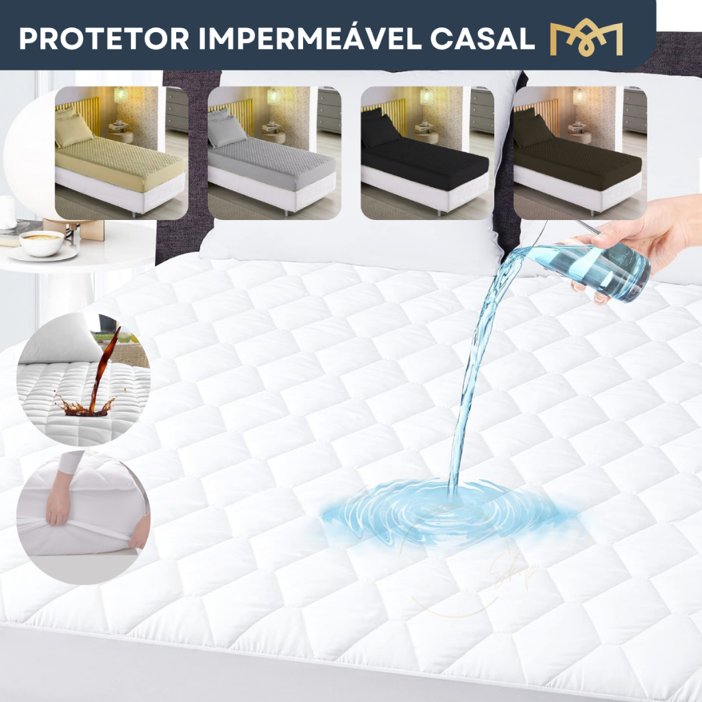 Capa Para Colchão Impermeavel Matelado Elástico Antialérgico Protetor Solteiro, Casal, Queen e King em Oferta na Shopee