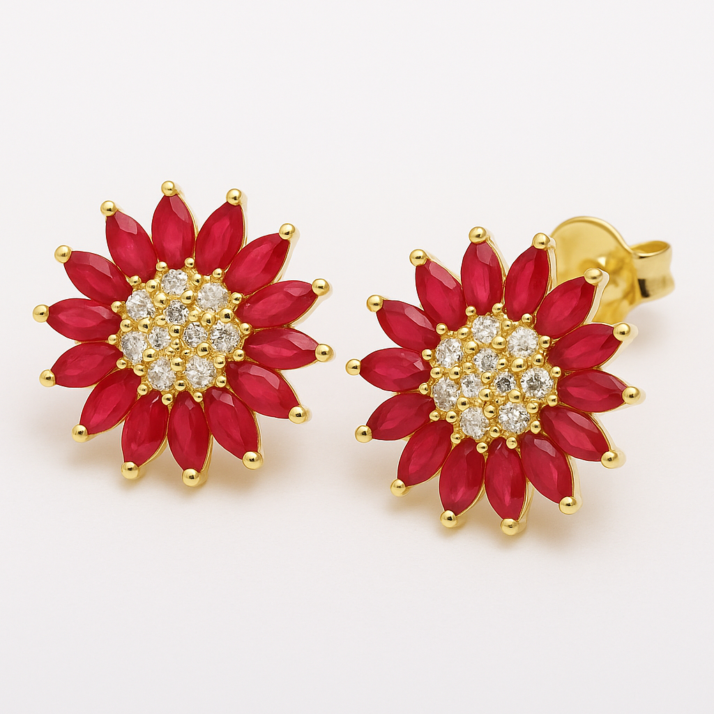 | SEMIJOIA | Brinco Flor Ágata Rosa Leitosa Banhado A Ouro