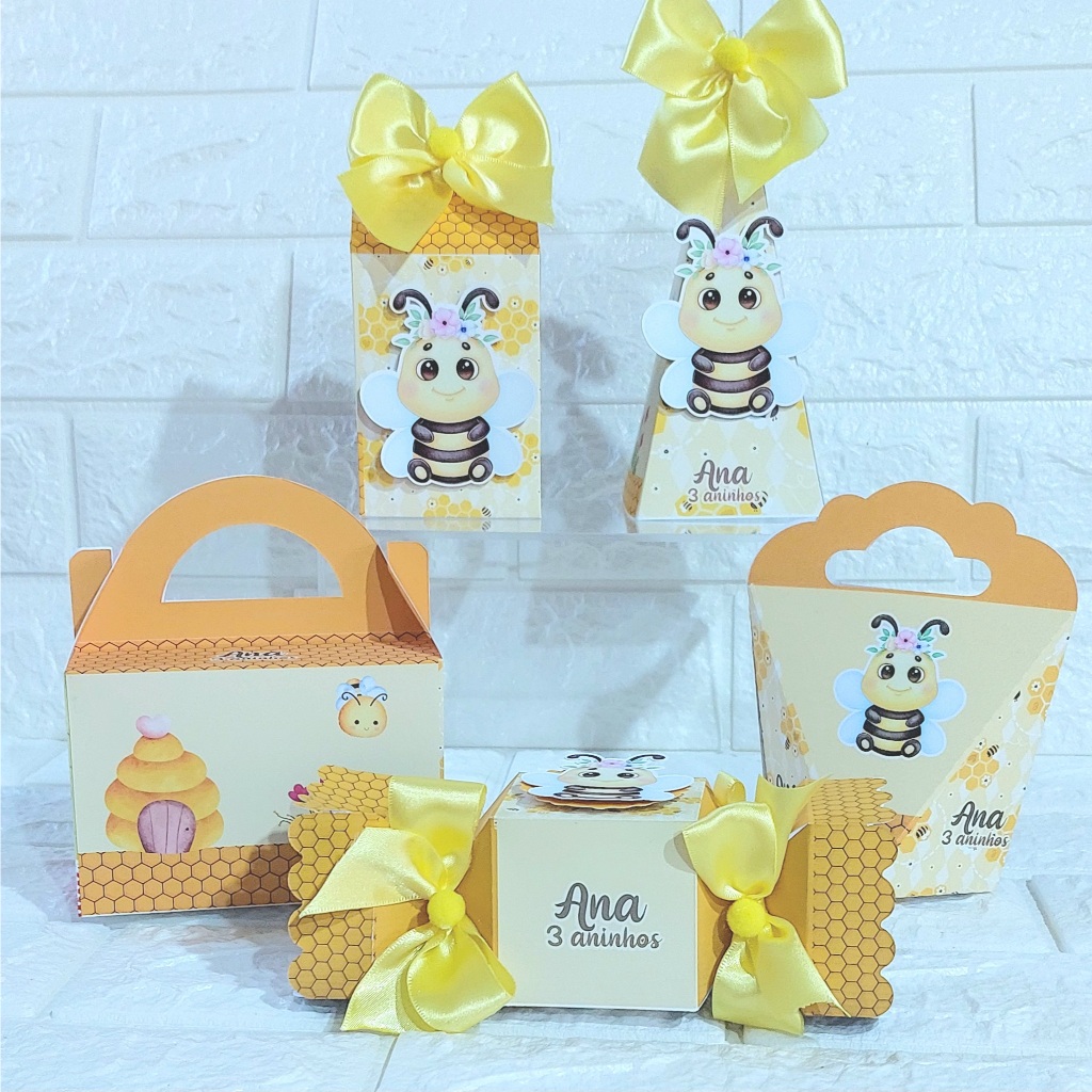 Kit festa Abelhinha-Lembrancinhas personalizadas- Caixas personalizadas-Papelaria Personalizada-Lembrancinhas