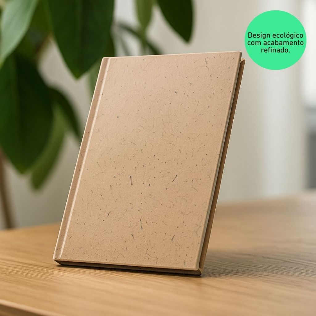 Caderno A5 Capa Cevada Algodão Reciclado Folhas Pautadas Sustentável Ecológico Anotações Escritório