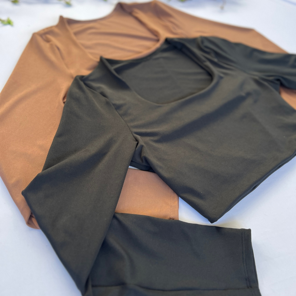 Cropped Manga Longa Suplex Feminino Tshirt Forro Duplo Fitness e Casual em Oferta na Shopee