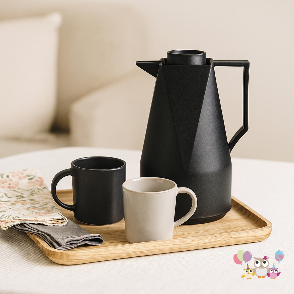 Garrafa Térmica Origami Preta 1 L Wolff – Ideal para Mesa Posta no Café da Manhã