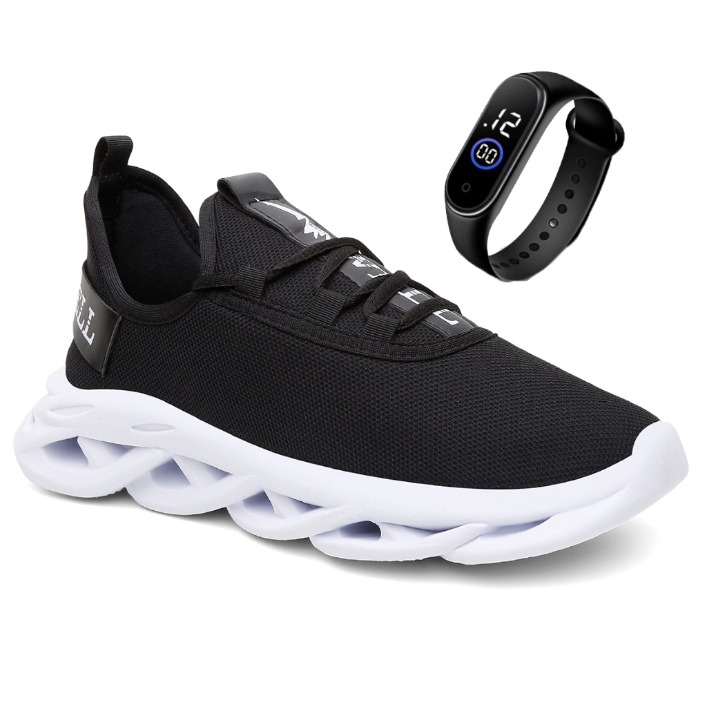 Kit Tênis Masculino Casual Esportivo Academia Corrida Treino + Relógio de Pulso em Oferta na Shopee
