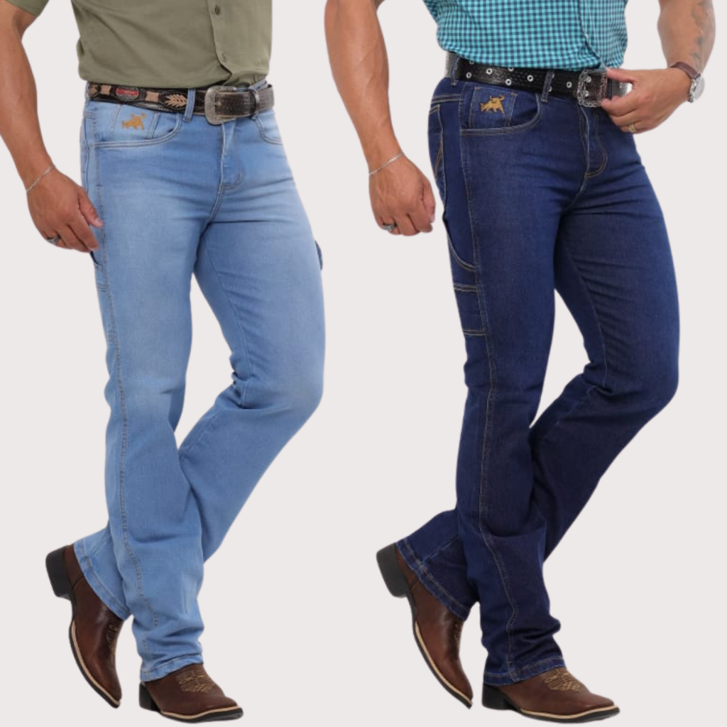 Kit 2 Calças MASCULINA CARPINTEIRO Jeans Country Rodeio Premium Original Elastano Lycra