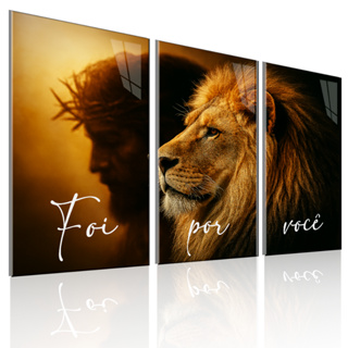Quadros Decorativos 3 Pçs Sala Quarto Religioso Leão Foi Por Voçe em Oferta na Shopee
