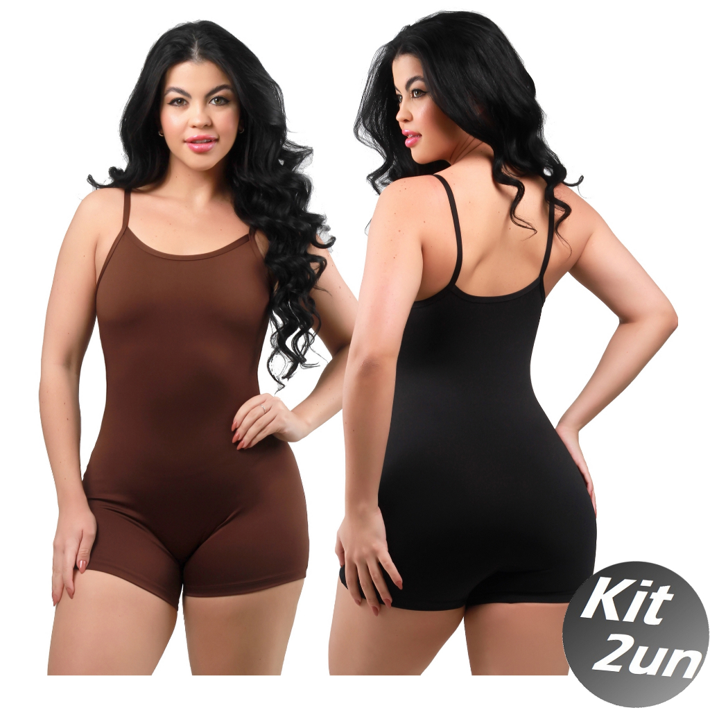 Kit 2 Macaquinho Curto de Alça Fitness Feminino em Oferta na Shopee