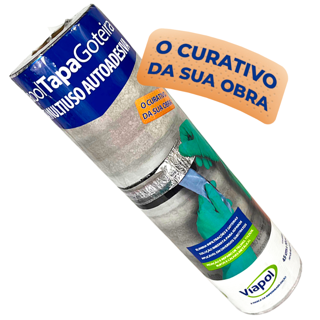 Fita Asfáltica Impermeável Manta Adesiva para Reparos Rufo,Calha,Telhado Veda Tudo 45cm