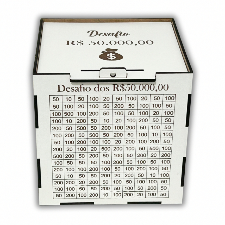 Cofre Desafio Mdf 50Mil Escolha Sua Meta Caixa De Madeira
