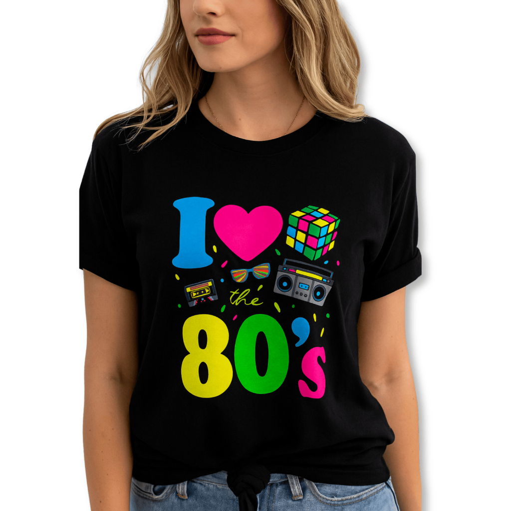 Camiseta Slim Feminina T-shirt Estampada I Love 80s Anos 80 Moda Tendencia Confortavel