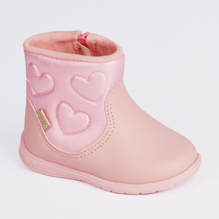 Bota Coturno Infantil Menina Kidy Soft Cano Curto Baby Coração Delicada Confortável Moderna