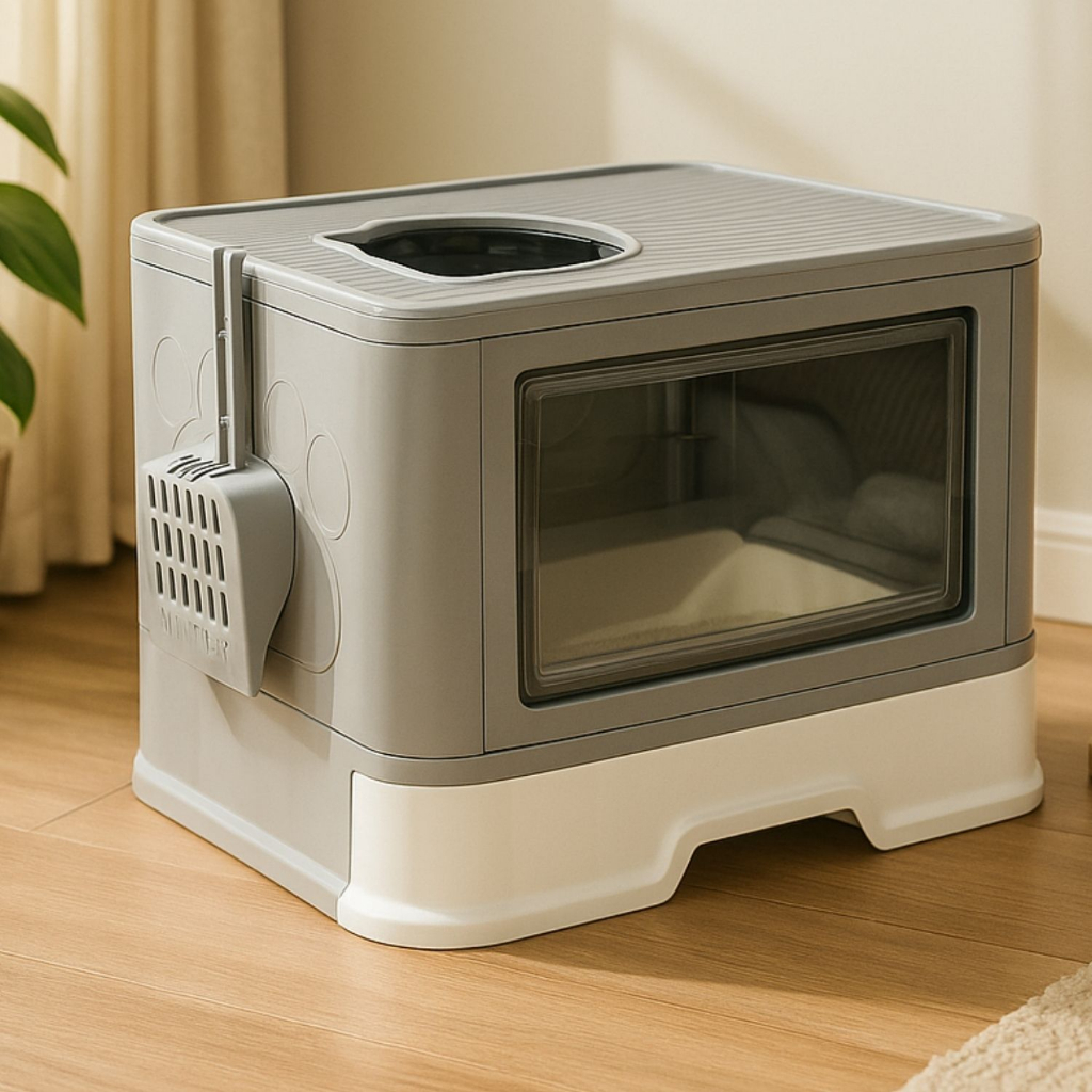 Banheiro Fechado de Gato Caixa de Areia Premium Com Pá e Coçadinha Design Moderno Adulto F...