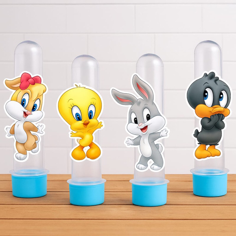 Apliques de Aniversário para Tubetes Baby Looney Tunes - Tags - Lembrancinhas - Festa Infantil - Papelaria Personalizada