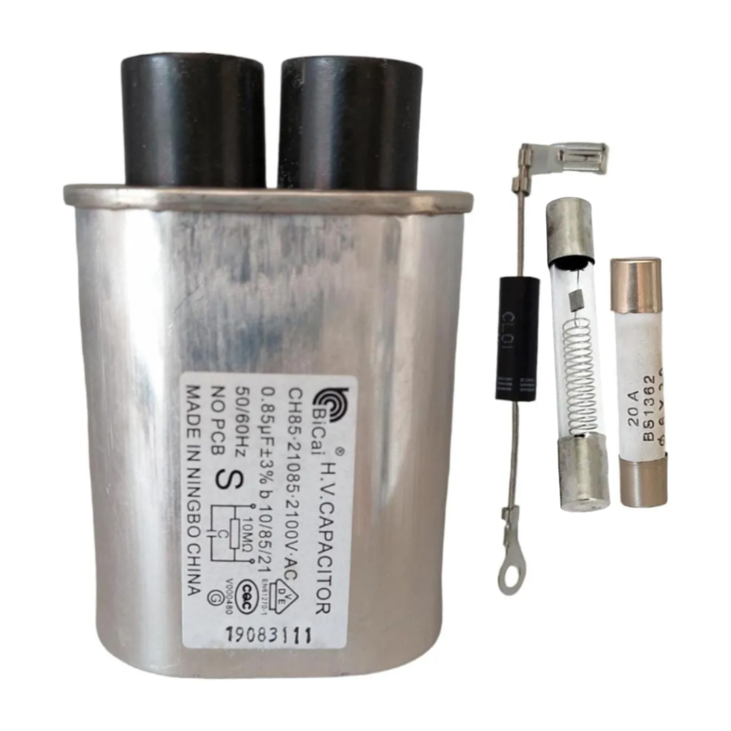 Kit Reparo Microondas - Capacitor Bicai Original NOVO + Diodo + Fusível + Fusível Alta Tensão