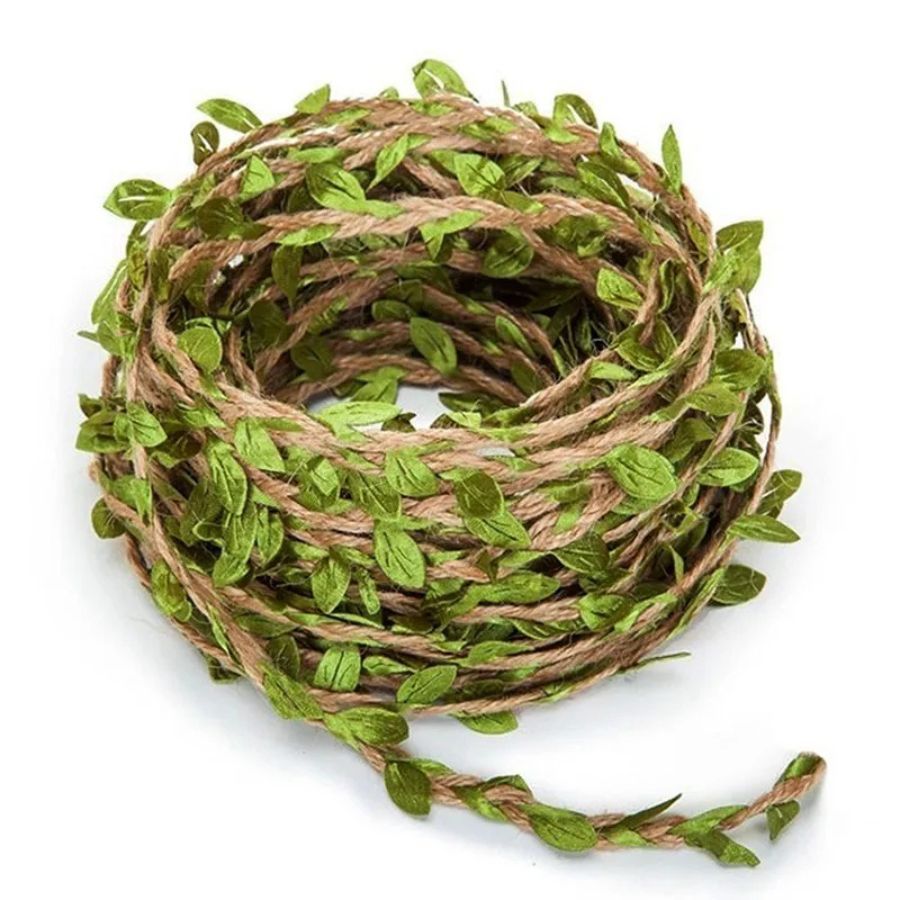 Cordão de Juta com Folhas 10 Metros – Decoração Rústica, Artesanato, DIY e Festas Temáticas Cordão de Juta com Folhas 10 Metros – Decoração Rústica, Artesanato, DIY e Festas Temáticas