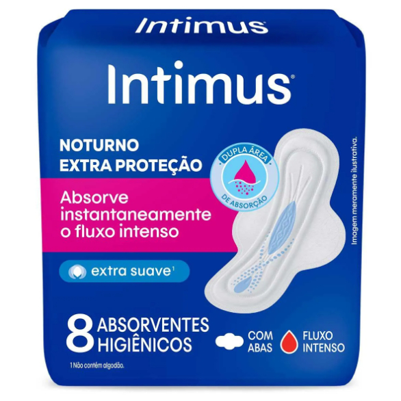 Absorvente Intimus Noturno com Abas Suave 8 Unidades – Máxima Proteção em Oferta na Shopee