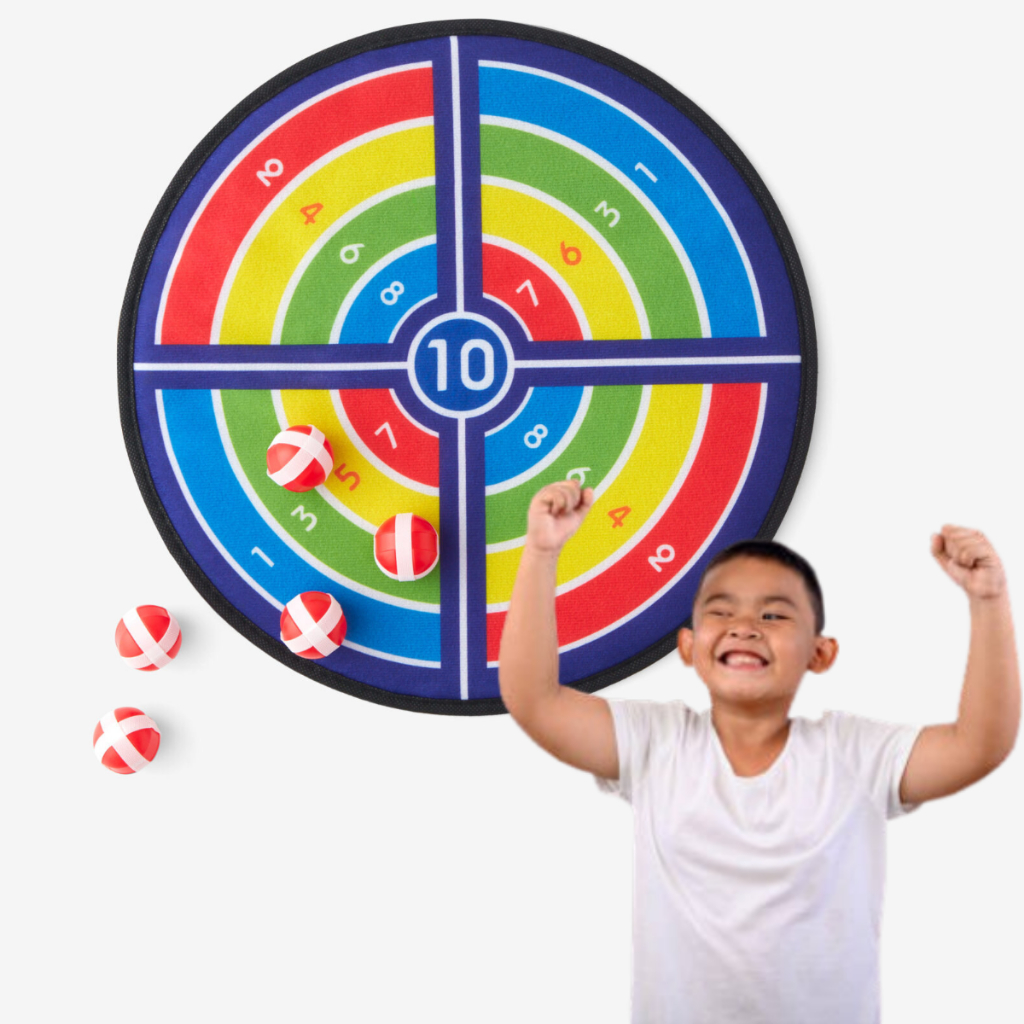 ACERTE O Alvo Infantil 2 bolas 2 dardos SEM PONTAS seguro 36cm GRUDA BRINQUEDO DIVERTIDO E SEGURO