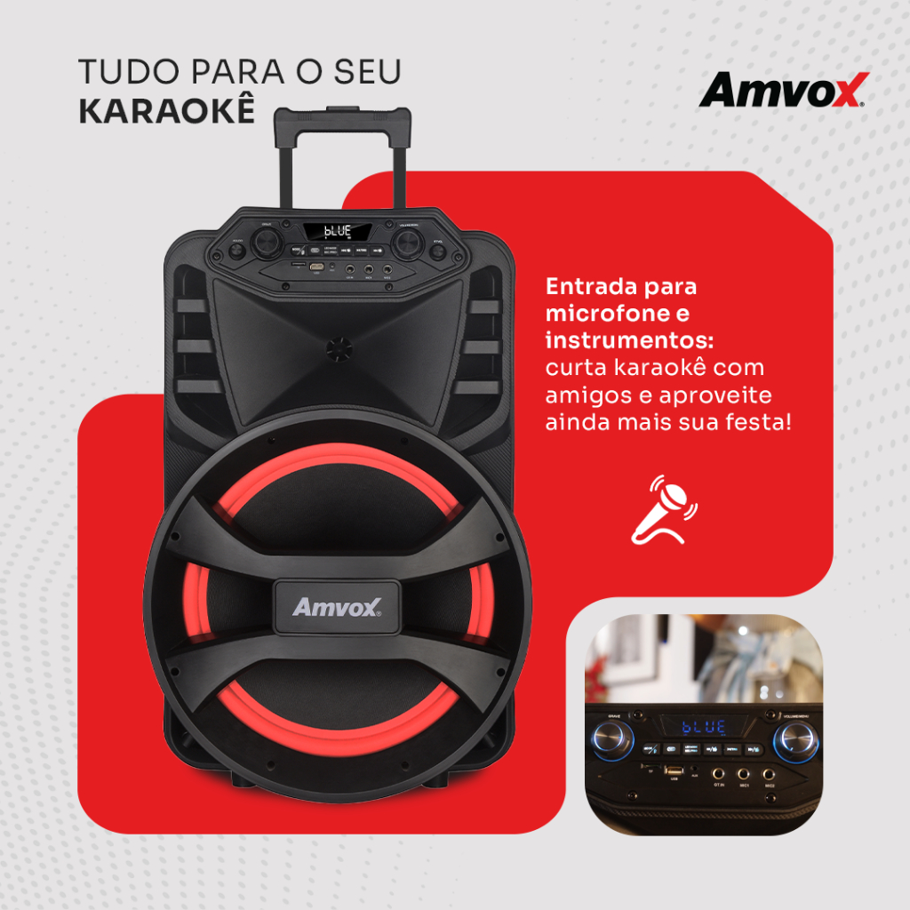 Detalhes do Caixa de Som Amplificada ACA 880 Vegas Amvox Woofer 15