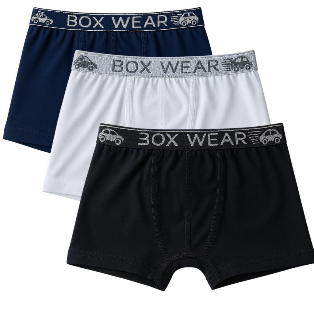 Kit 3 Cuecas Boxer Infantil Menino Microfibra com Forro Algodão Elástico Confortável