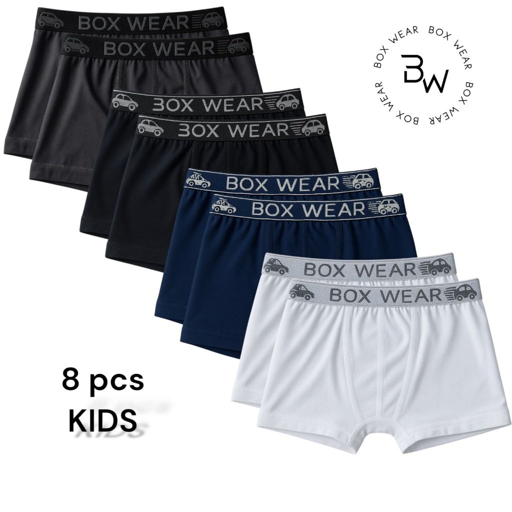 Kit 8 Cuecas Boxer Infantil Menino Microfibra com Forro de Algodão Elástico Confortável