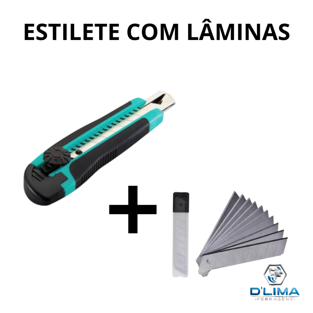 Estilete com Trava Redondo Com Laminas - Profissional