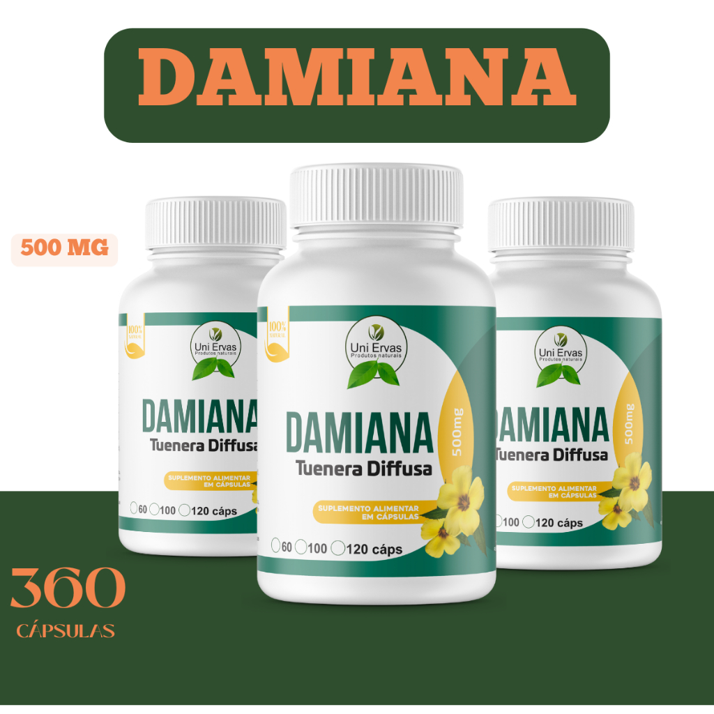 Suplemento Damiana 120 Cápsulas 500mg