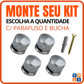 Suporte Espelho Botão Frances com Parafuso e Bucha 6 Kit Suporte Fixar Espelho Parede Vidro Cromado em Oferta na Shopee
