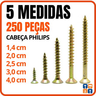 Kit Parafusos para Madeira MDF Móveis Marcenaria Parafuso Philips Chipboard 14 - 20 - 25 - 30 - 40mm em Oferta na Shopee
