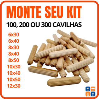 Cavilha Madeira para Móveis 6x 30 6x40 8x30 8x40 8x50 10x30 10x40 10x50 Kit Cavilhas Marcenaria em Oferta na Shopee