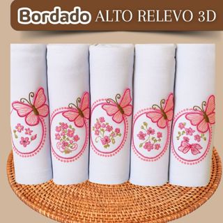 Fralda de Pano Bebê Bordada 5un 70x70cm Algodão Duplo Enxoval Recém-Nascido em Oferta na Shopee