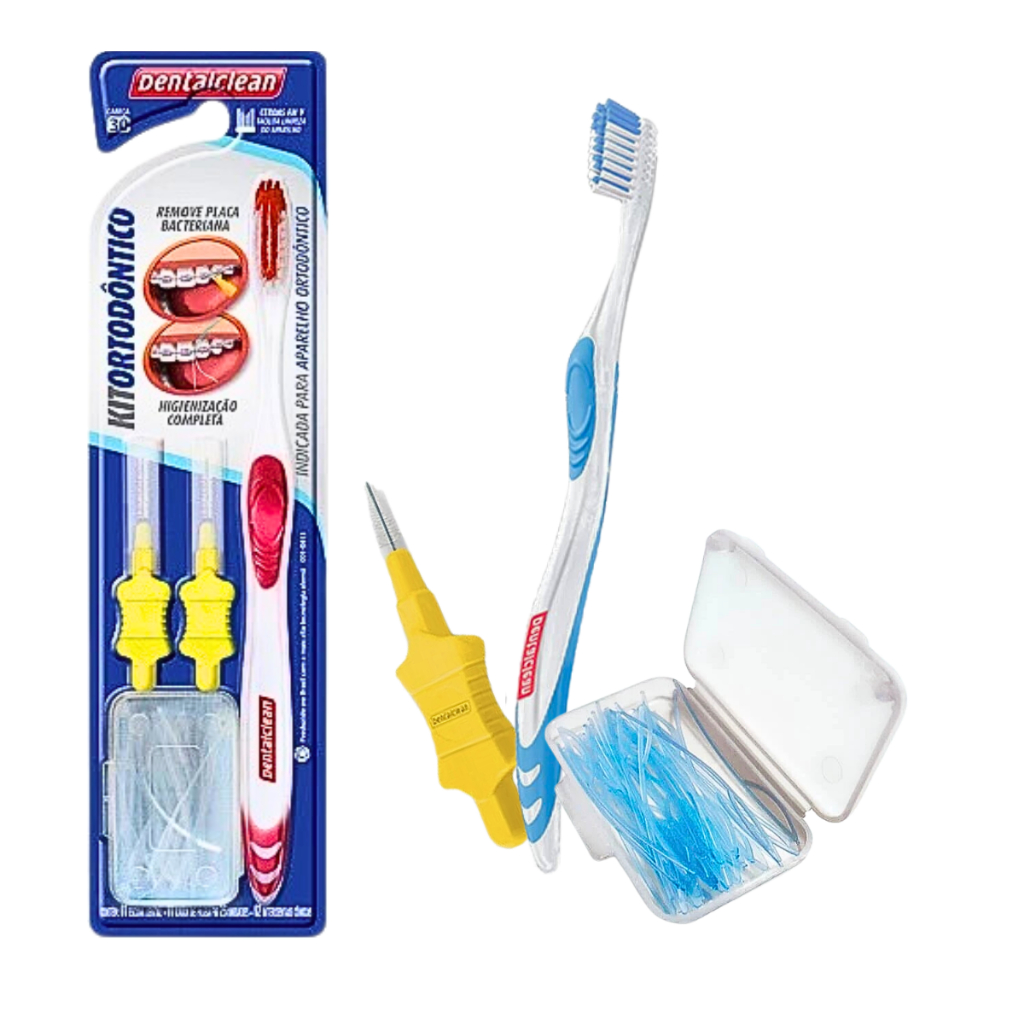 Escova Interdental Passa Fio Kit Ortodontico Higienização Aparelho De Dente Cerdas Macias Limpeza