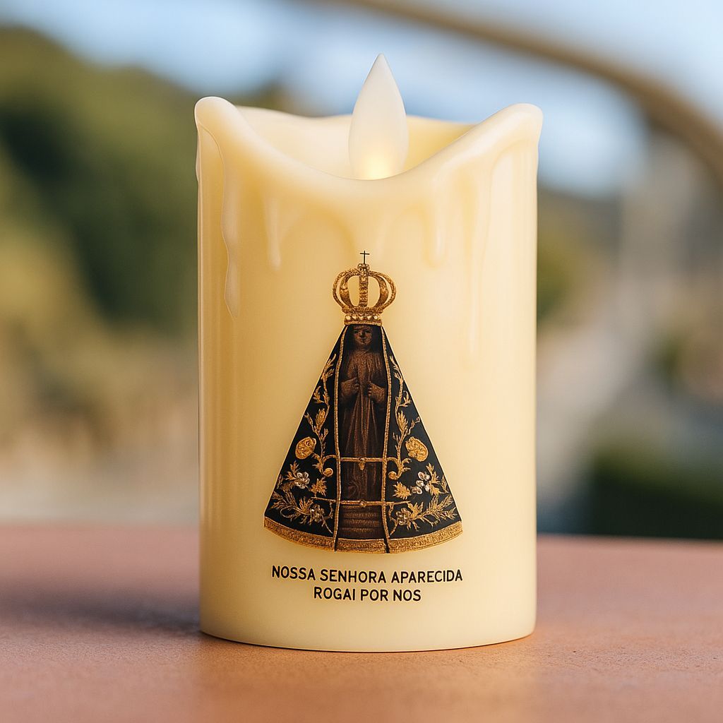 Vela Led Chama Viva Eletrônica Bateria Nossa Senhora / Sem Estampa Acende Fogo em Oferta na Shopee