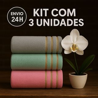 Kit 3 Toalhas Banho Simples 100% Algodão Ótima Absorção em Oferta na Shopee
