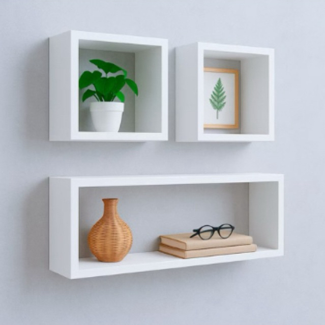 Kit prateleira 2 pç 20x20 1 p 50x25 nichos Mdf branco multiuso organizador banheiro em Oferta na Shopee