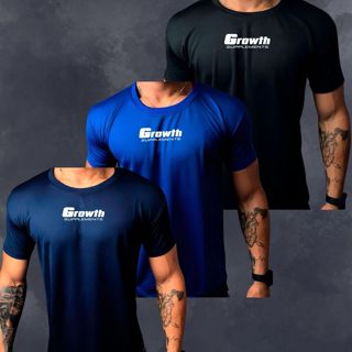 Kit 3 Camisa GROWTH Masculina para Esporte – Tecido DryFit Furadinho com Modelagem Slim em Oferta na Shopee