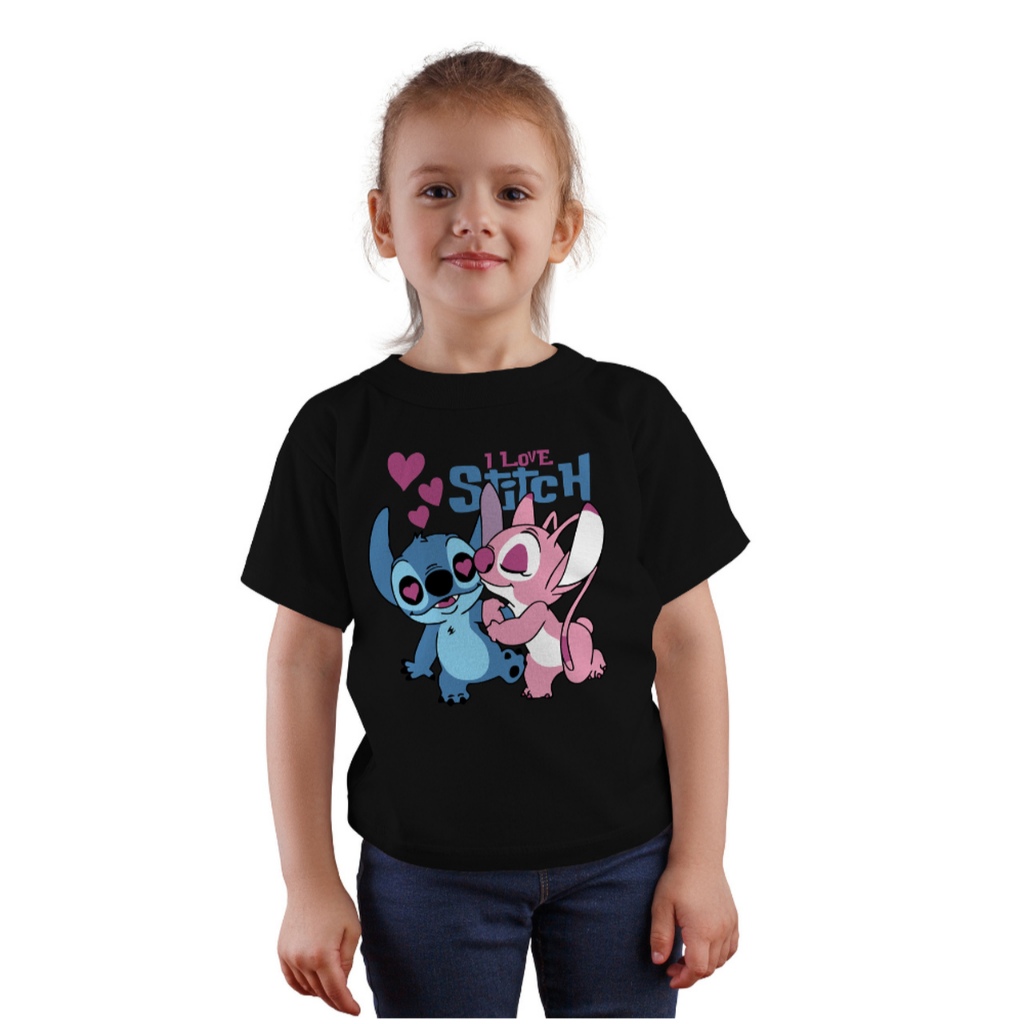 Camiseta Stitch Casal Camisa Estampada Desenho Fofo Blusa 100% Algodão