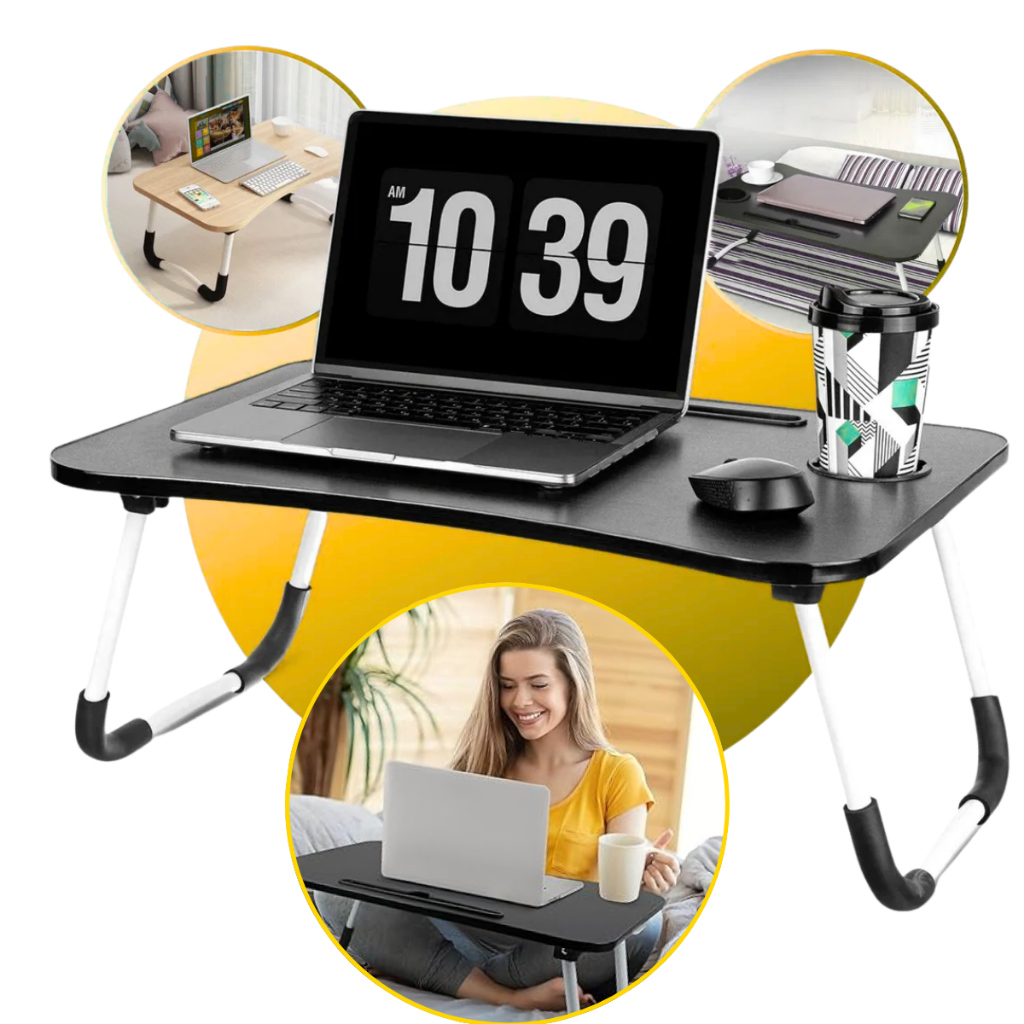 Mesa Portátil Dobrável P/ Notebook Home Office Tablet Café da Manhã Lanche Multifuncional Cama Sofá