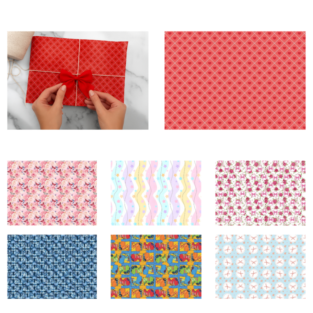Rolo com 20 Folhas Papel de Presente 47x64 Estampas Variadas em Oferta na Shopee